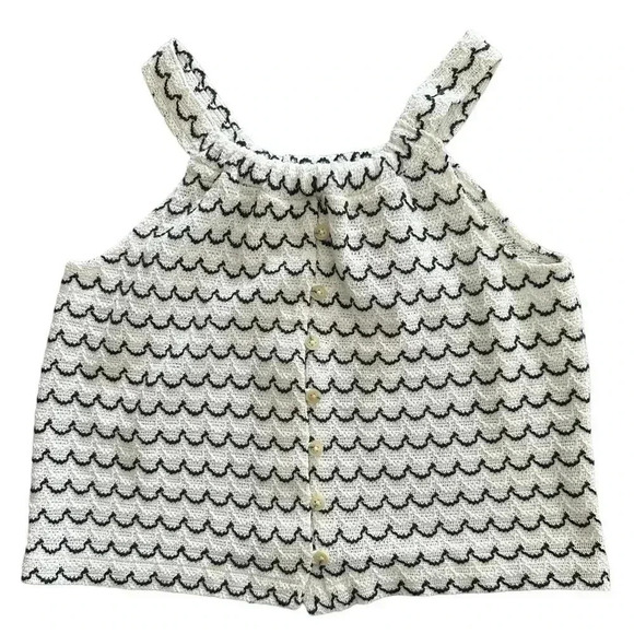 Madewell Texture & Thread Button Front Swing Tank Scalloped Size XS Bohemian - Picture 1 of 6